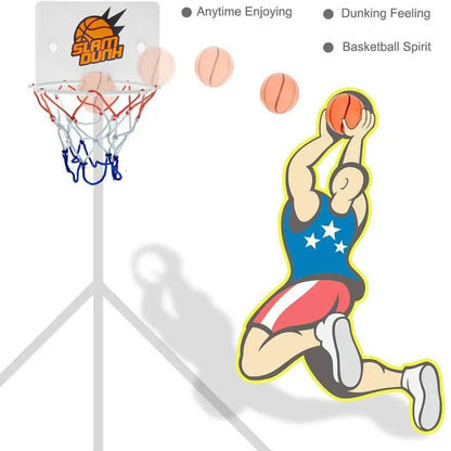 Mini Suction Cup Indoor Basketball Hoop Set with 2 Balls & Pump – Portable No-Drill Office Desk & Door Basketball Toy for Kids & Adults