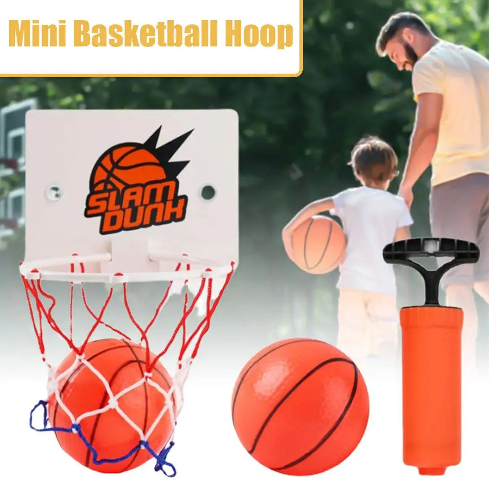 Mini Suction Cup Indoor Basketball Hoop Set with 2 Balls & Pump – Portable No-Drill Office Desk & Door Basketball Toy for Kids & Adults