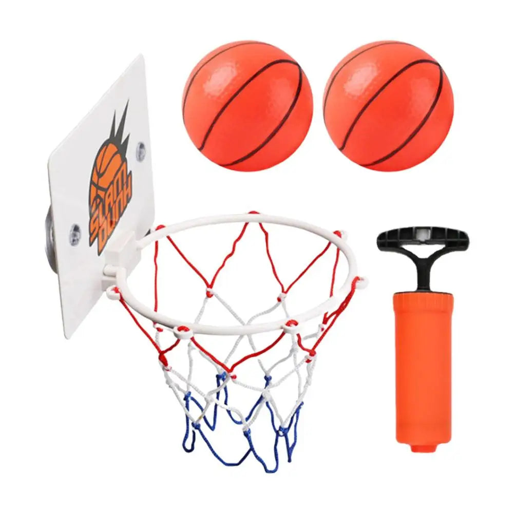 Mini Suction Cup Indoor Basketball Hoop Set with 2 Balls & Pump – Portable No-Drill Office Desk & Door Basketball Toy for Kids & Adults